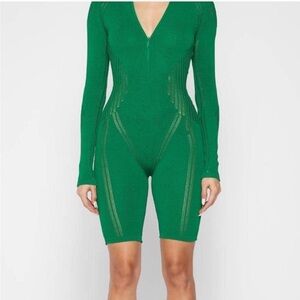 Manière De Voir Forest Green Knitted Playsuit